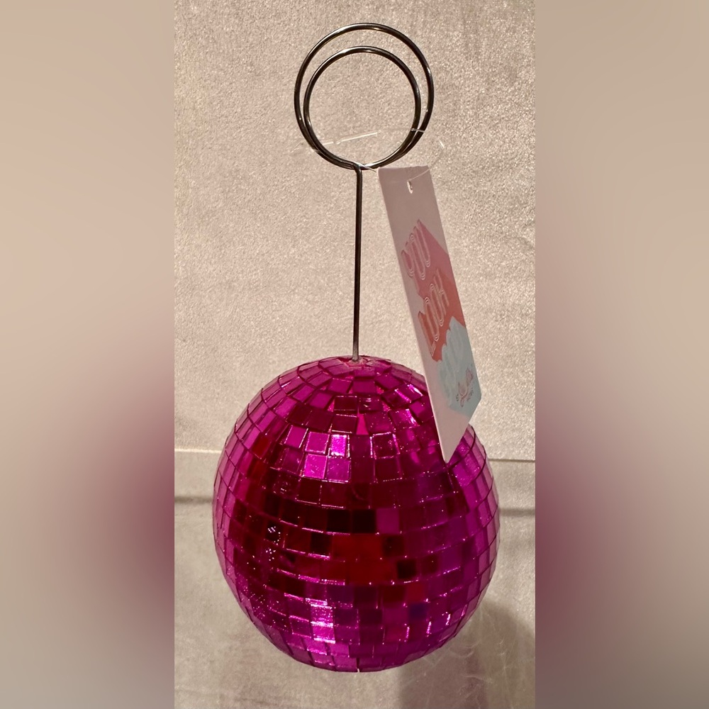Disco light reflecting fuchsia hot pink picture, card, note, invitation holder